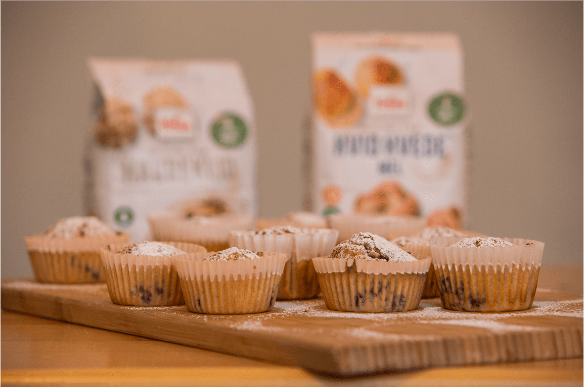 Blåbærmuffins med havreklid og hvidt hvedemel