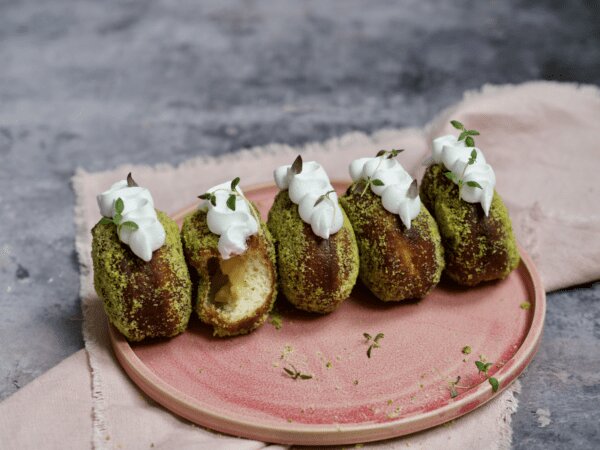 Berliner med pistacie og citronmidte