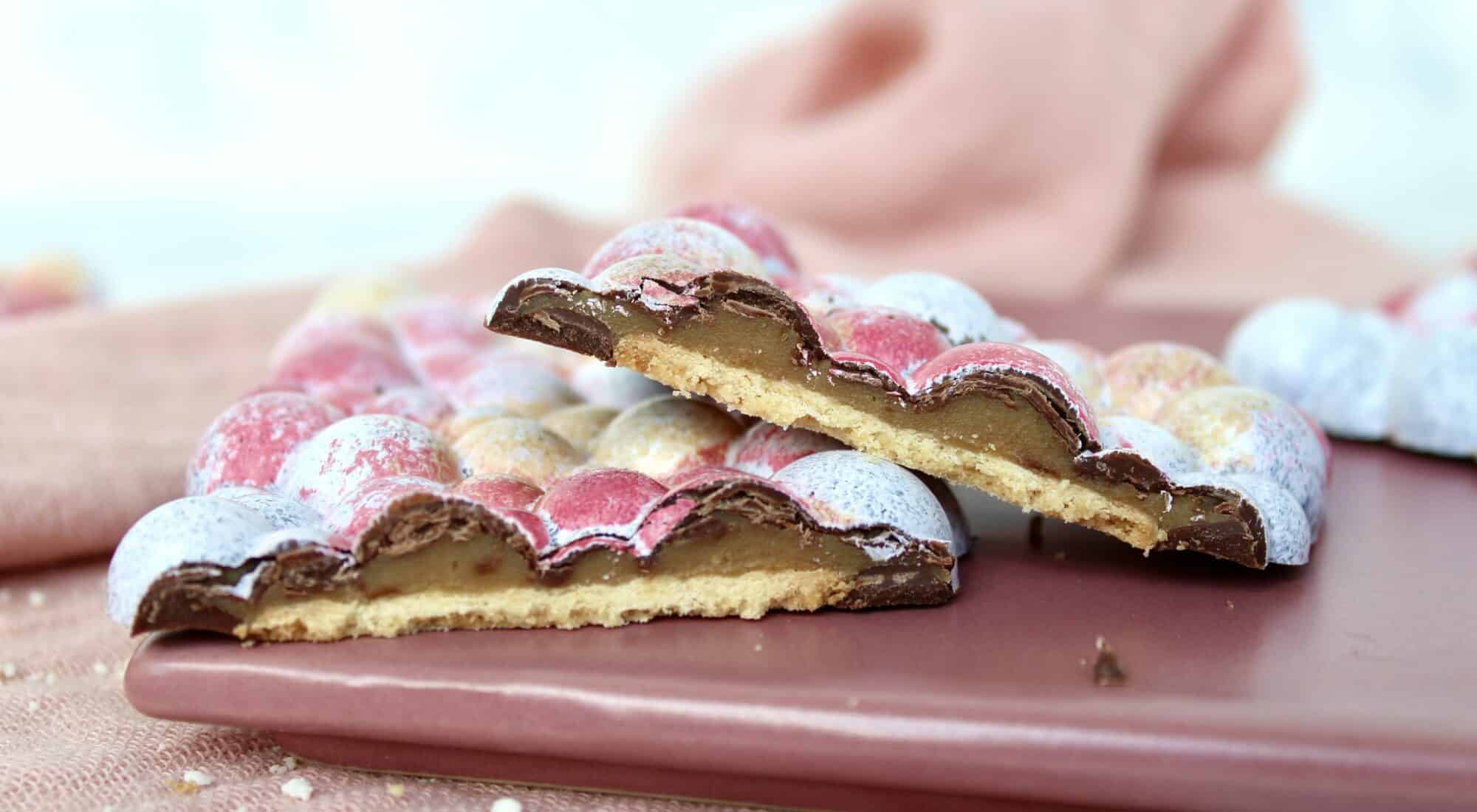 Chokoladebarer med sablébunde og karamel