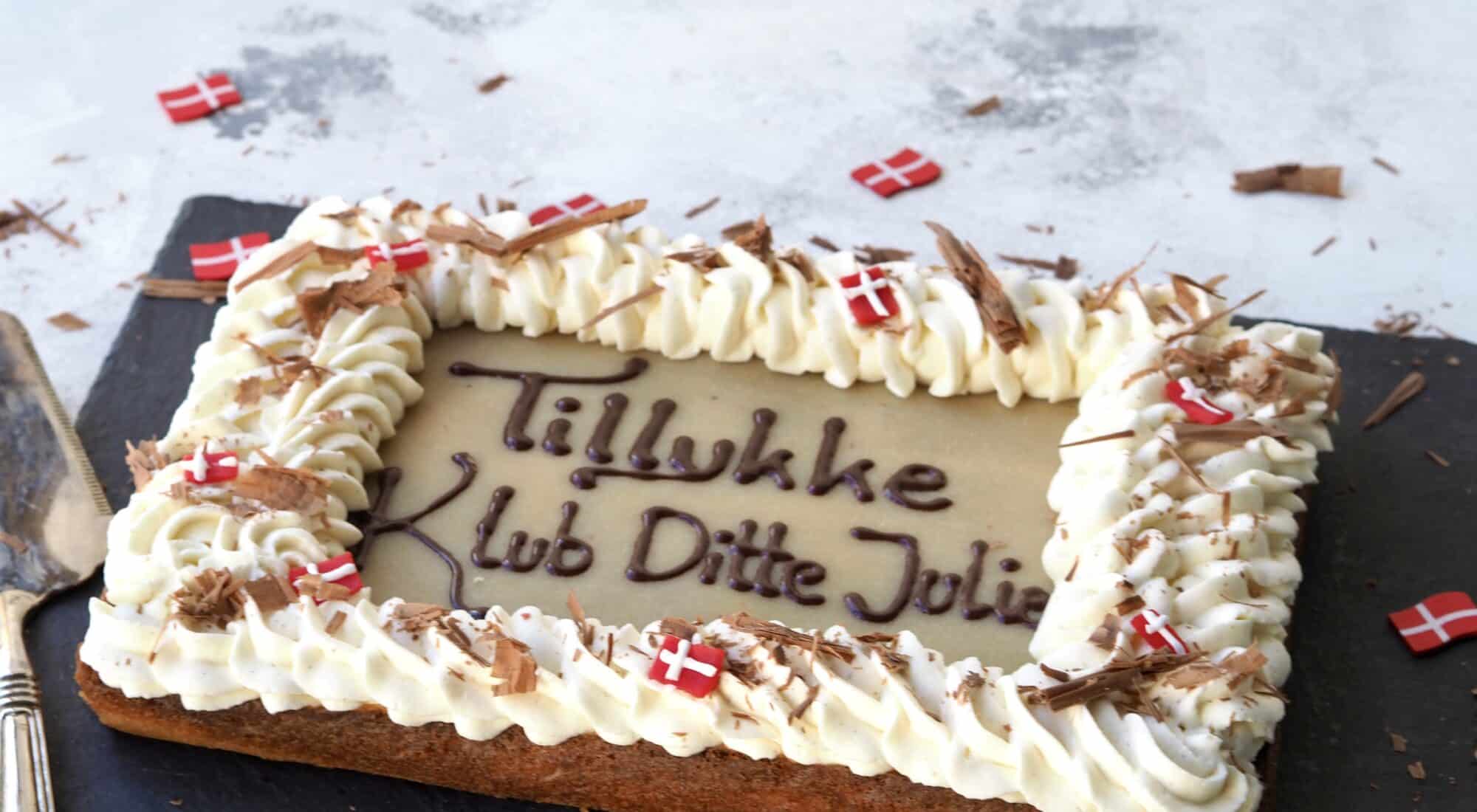 Glutenfri bradepandekage med marcipanlåg og flødeskum
